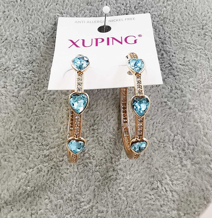 Kolczyki 18K pozłacane 39/6 MM sapphire light crystal Swarovski