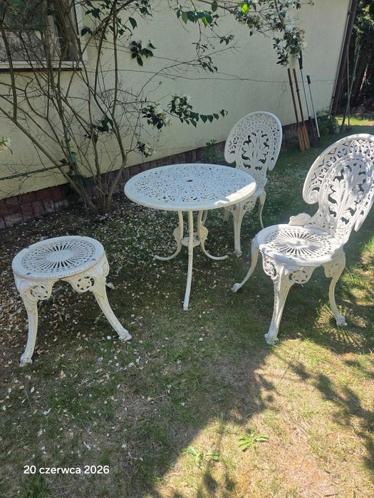 krzesła aluminiowe ogrodowe zestaw stolik