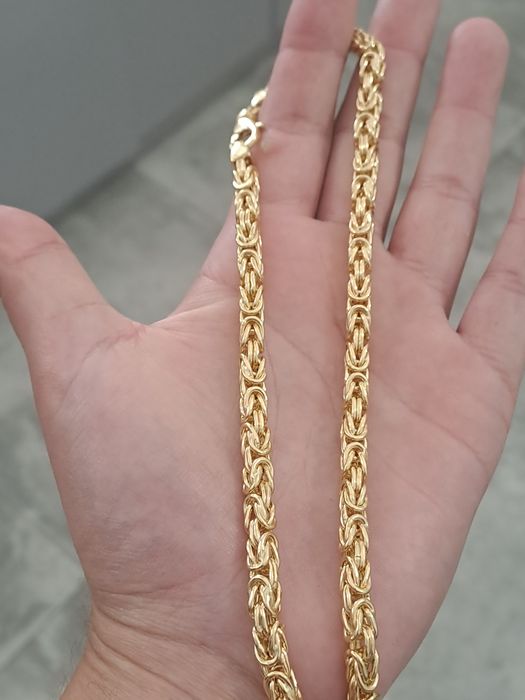 Złoty łańcuszek splot KRÓLEWSKI Dmuchany 585 Nowy