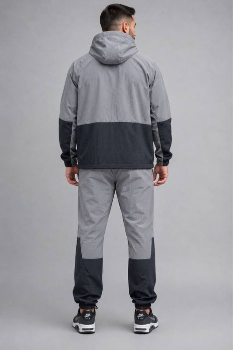 Чоловічий спортивний костюм Nike Tech Fleece демісезонний плащівка жатка графіт весна-осінь з капюшоном.