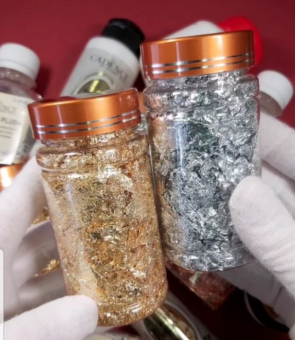 Золота поталь, срібна поталь пластівці 3г