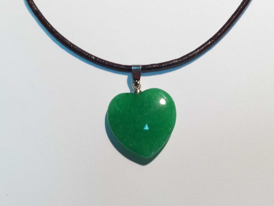 Pendante cabochão de coração de Aventurina Verde. Envio CTT Gratuito