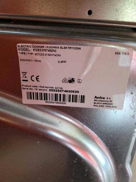 Kuchenka elektryczna Amica – płyta ceramiczna, piekarnik elektryczny