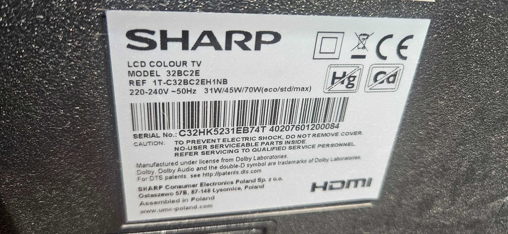 TV LCD SHARP 32 cale