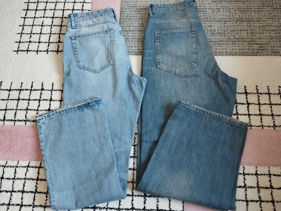 Dwie pary młodzieżowych spodni jeansowych Zara S, baggy, szerokie, wygodne