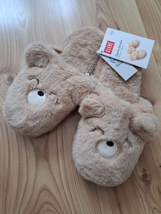 Damskie kapcie misie z uszkami, marki Cleve, rozmiar 38-39