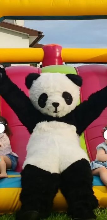 Mascotes bluey, panda, minnie