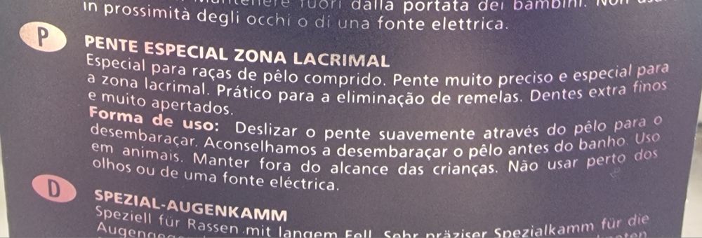 Pente especial zona lacrimal