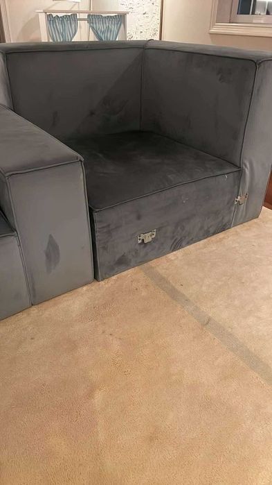 Sofá de canto grande azul 2,5m