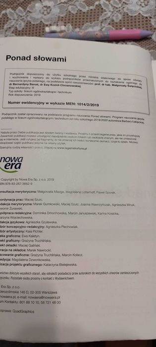 Ponad słowami 1 część 1 i 2 Nowa Era