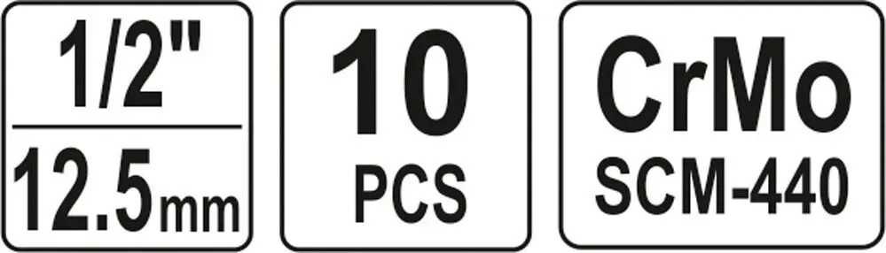 Головки торцеві ударні 1/2" для гайковерта YATO YT-1025