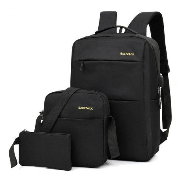 Рюкзак міський Backpack Комплект 3 в 1 місткий рюкзак для ноутбука з сумкою та гаманцем