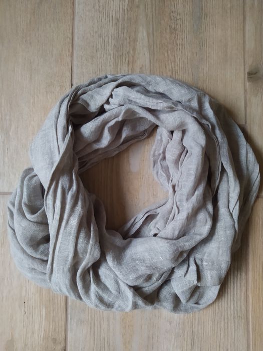 Szal szalik len szary bdb stan