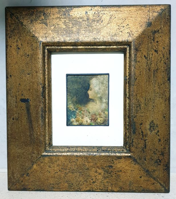 José Mergulhão  - pintura miniatura - retrato de uma linda Senhora