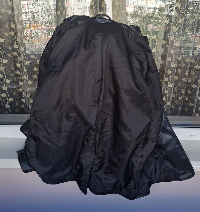 Черный женский пиджак жакет из эко кожи/кожаная куртка пиджак жакет