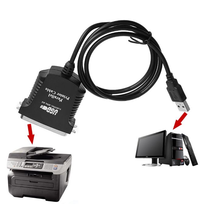 Adaptador de cabo de Impressora, porta Paralela 36 Pinos para USB