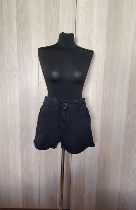 Zara czarne szorty jeansowe wysoki stan 36