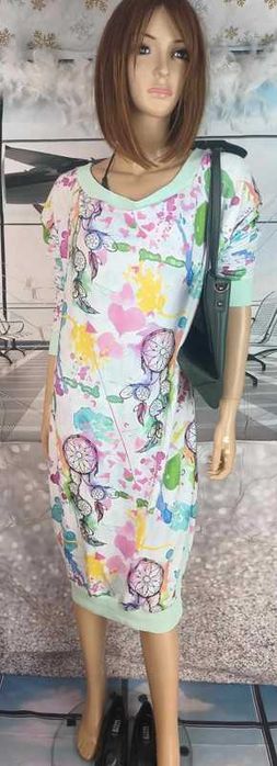 Sukienka damska maxi oversize w wielokolorowe wzory