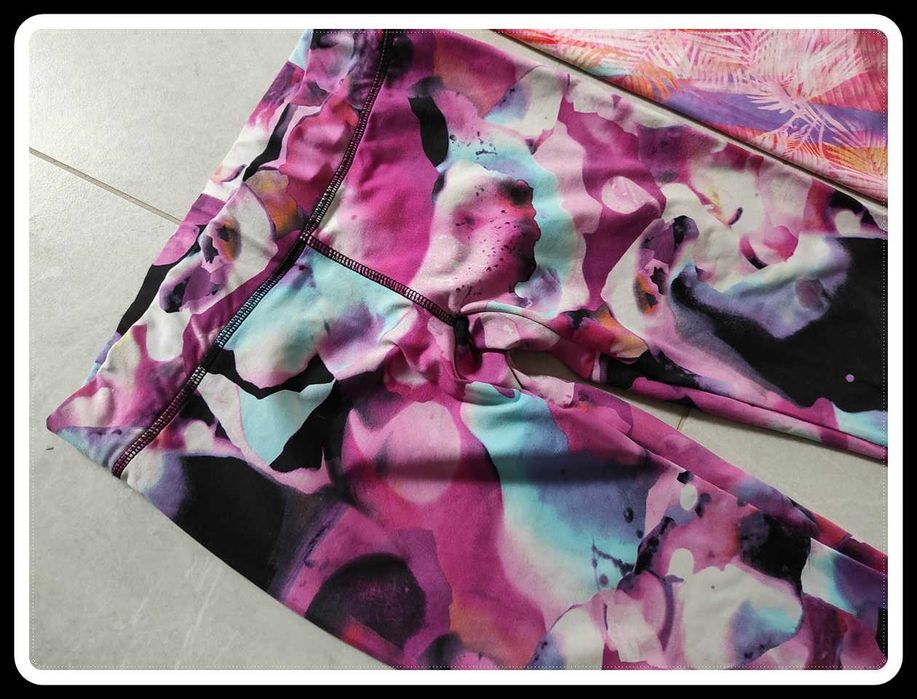 Legginsy sportowe wzorzyste kolorowe jogging siłownia 36 S - 38 M