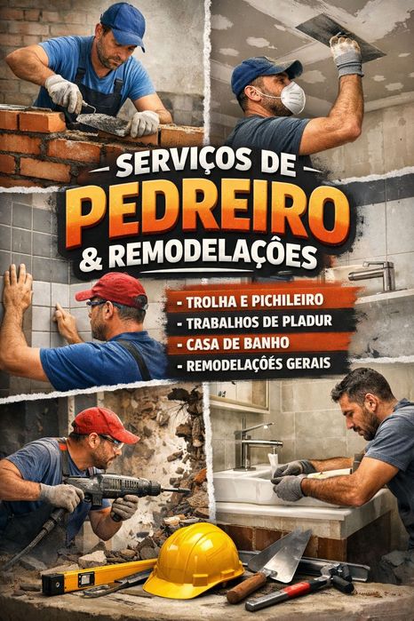 pedreiro,trolha ,Pladur ,casas de banho,tijoleira, pixileiro, vinílico