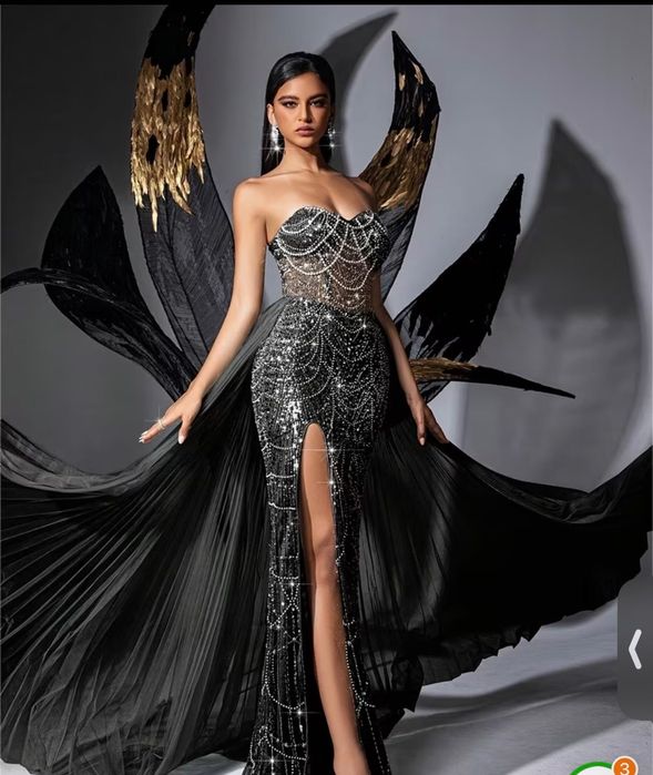 Випускне вечірнє плаття чорне, блискуче