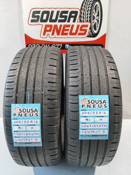 2 Pneus semi novos 205-55R16 Continental - 85 euros Oferta dos portes