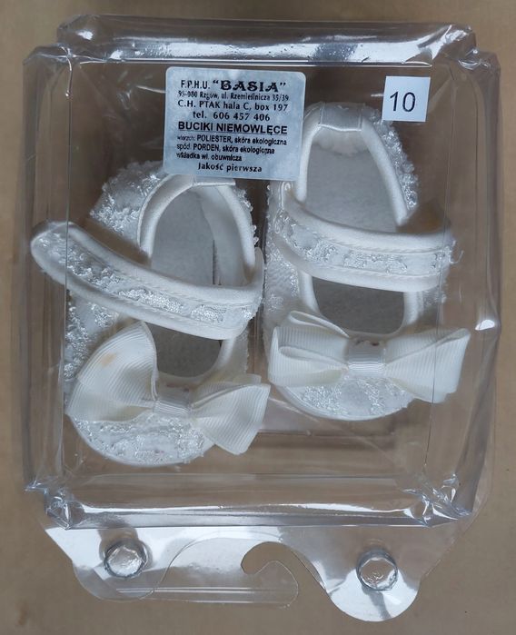 Buty do chrztu, niechodki białe, NOWE