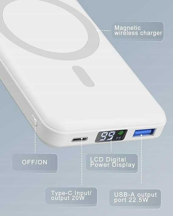 PODORU składany powerbankompatybilny Z MAGSAFE BIAŁY 10000 MAH