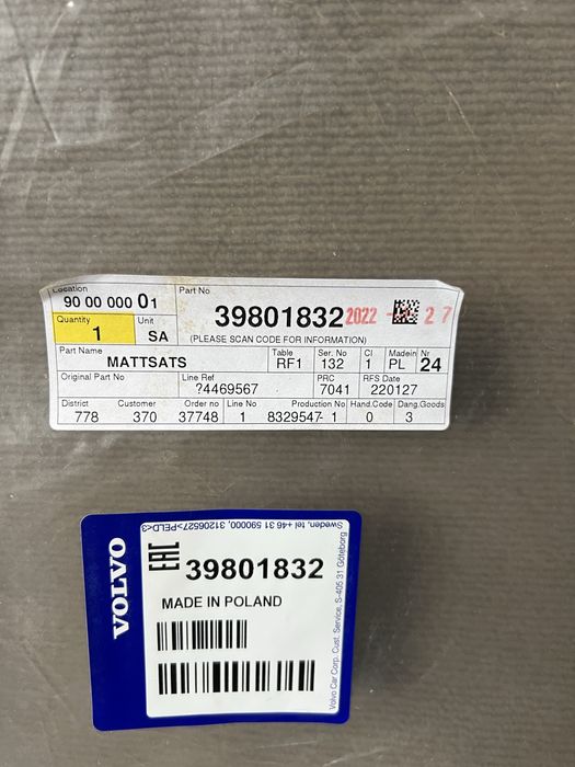 Dywaniki Volvo welurowe nowe Oryginalne