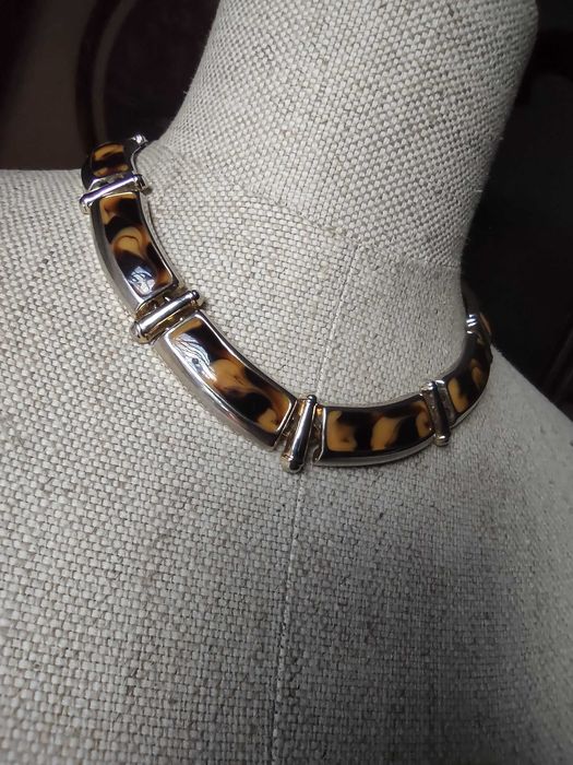 Piękny stary naszyjnik kolia hoker emalia