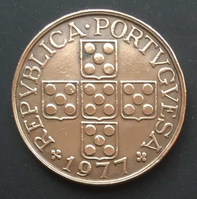 Moeda 1 escudo bronze - Portugal - 1977