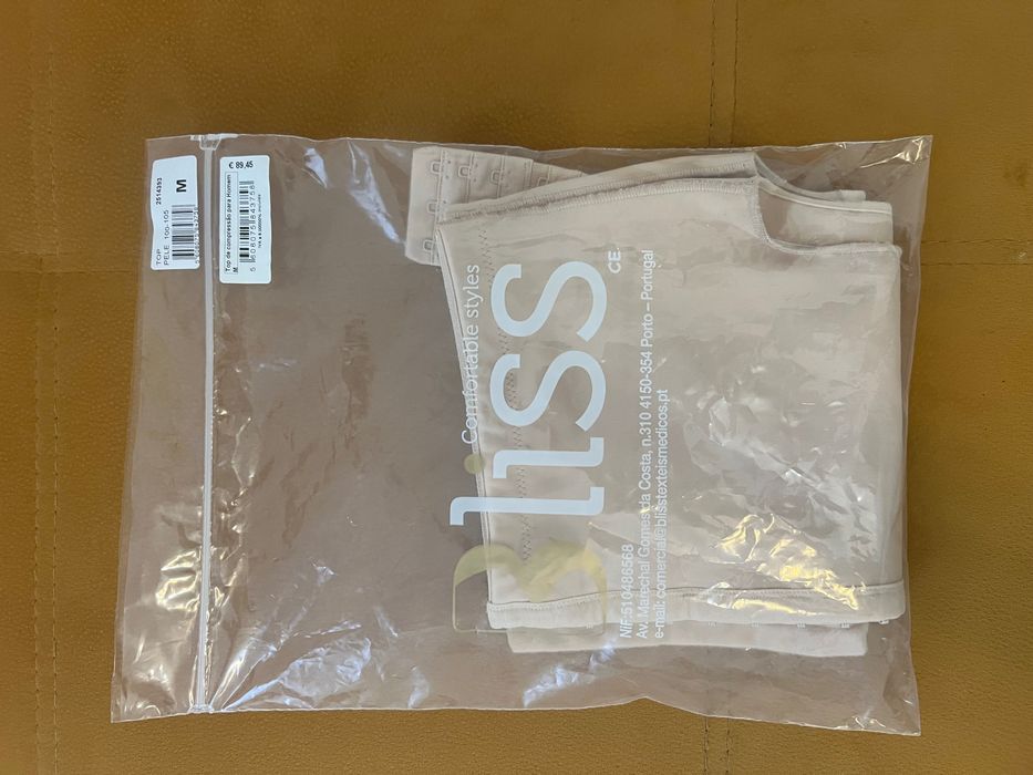 Colete cirúrgico de compressão tamanho M, utilizado apenas 30 dias.