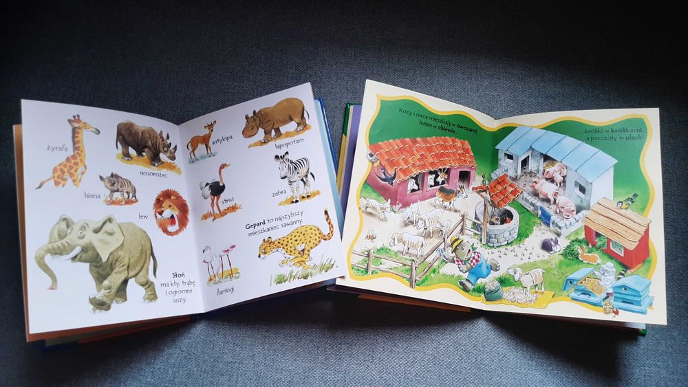 Tony Wolf seria Pierwsze książeczki 3 szt Mały atlas zwierząt las wieś