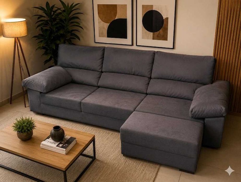 Sofá Chaise Longue Cinza