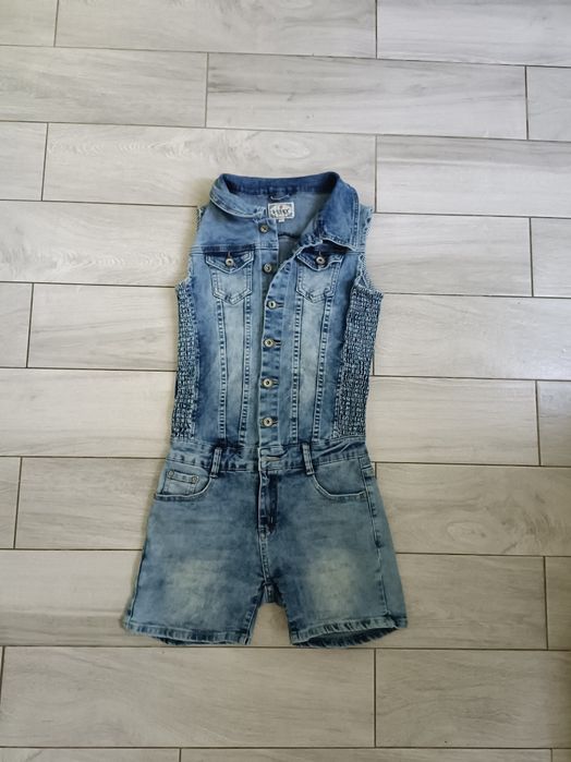 Kombinezon jeansowy S 36 elastyczny lato damski