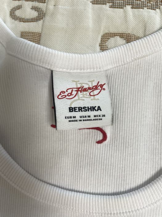 Біла майка Ed Hardy x Bershka M розмір