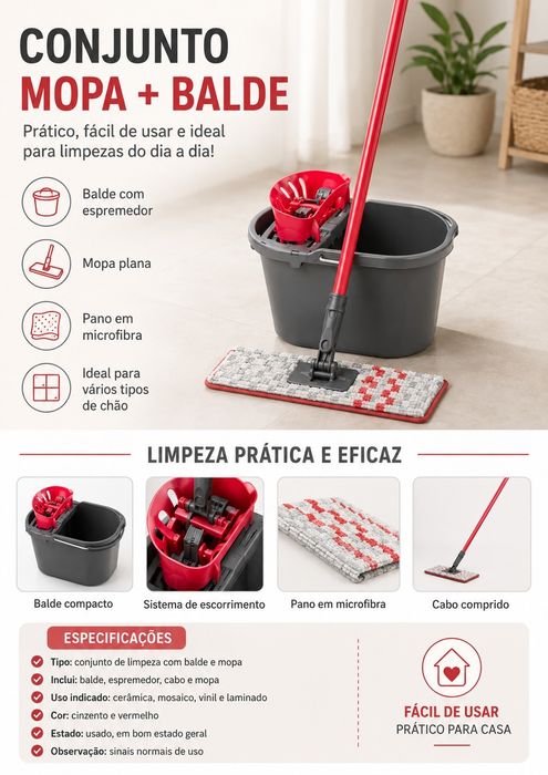 Conjunto Vileda- mopa + balde com espremedor