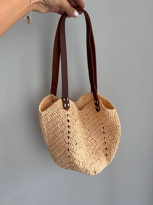 Сумка шопер з рафії, соломʼяна, пляжна