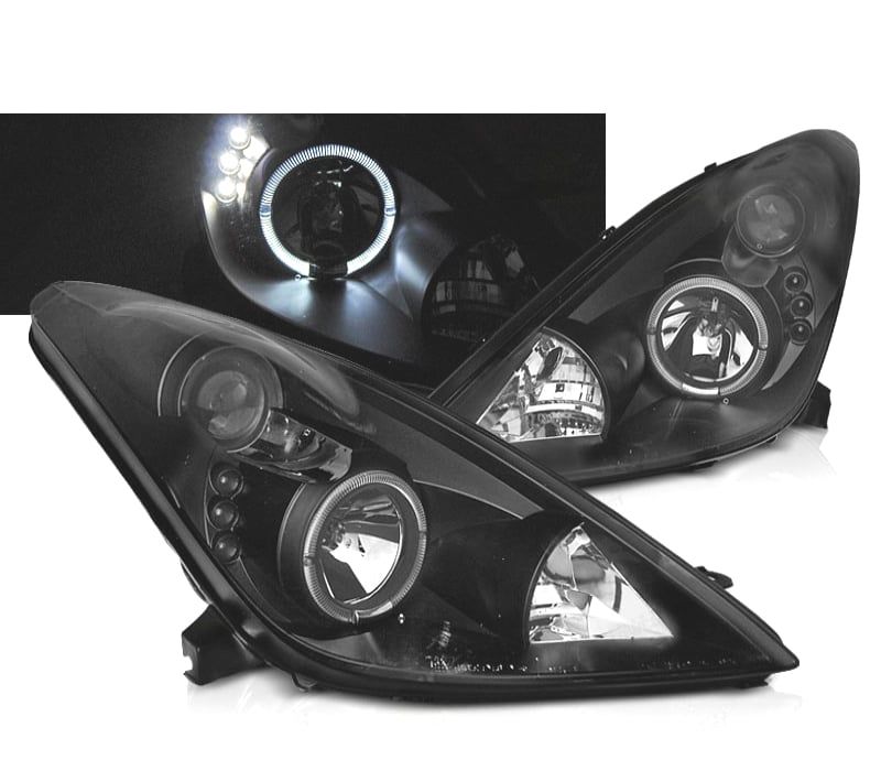 FARÓIS TOYOTA CELICA T23 99-05 OLHOS DE ANJO PRETO