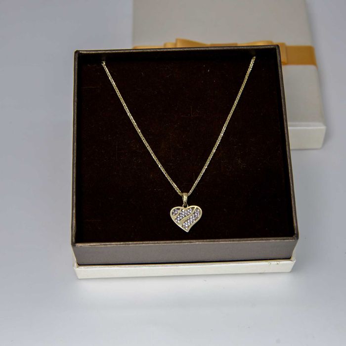 Złoty zestaw 585 łańcuszek Kłos zawieszka Serce 3,23 gram 45cm NOWY