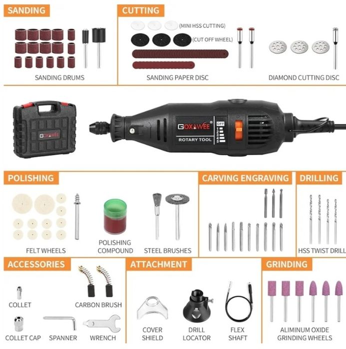 Kit de ferramenta rotativa GOXAWEE MultiPro