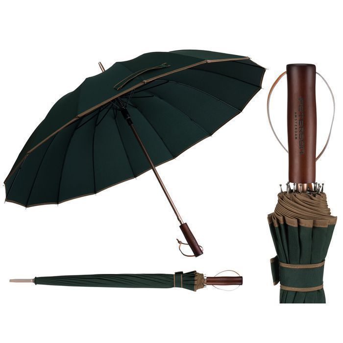 Elegancki, zielony parasol z dużą czaszą - Peterson