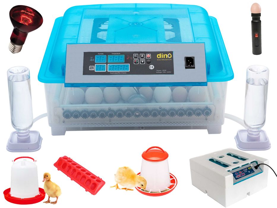 INKUBATOR Automatyczny DINO do 56 JAJ wylęgarka automat + MEGA ZESTAW