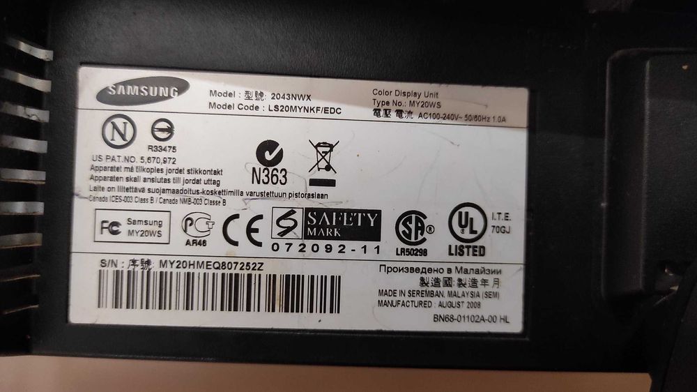 Samsung SyncMaster 2043NWX