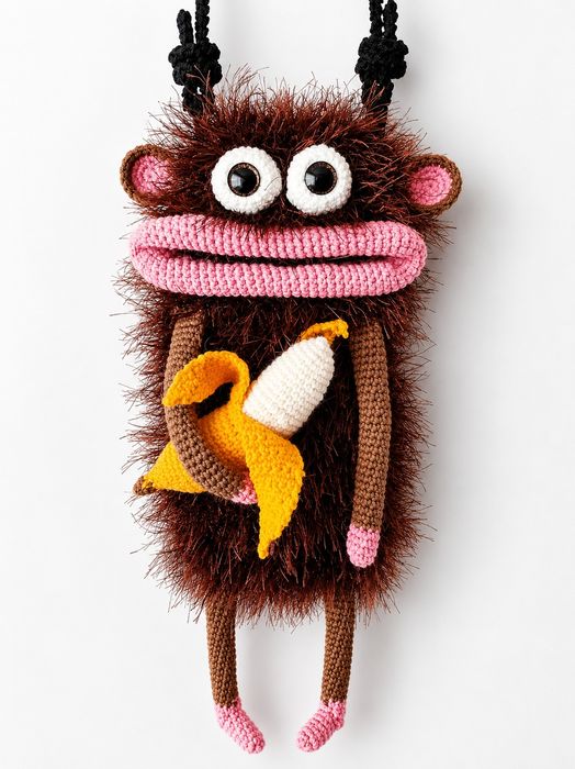 В'язана сумочка монстрик для мобільного телефону  через плече / handmade