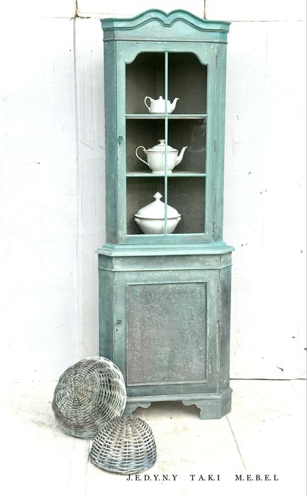 Narozna witrynka biblioteczka w stylu shabby chic vintage prowansalska