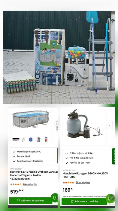 Piscina Bestway + Monobloco filtragem

Dimensões: 427x250x250x100 cm