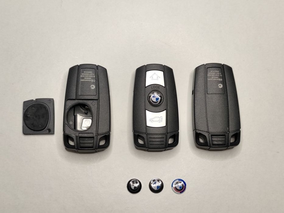 Carcaça Chave Comando BMW Série 1 E87 E81 E82 E88 3 5 X1 X5 X6 3 Botões Lâmina Logótipo Emblema Novo