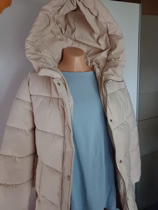 Kurtka długi płaszcz puchowy melya melody paris kremowy ecru