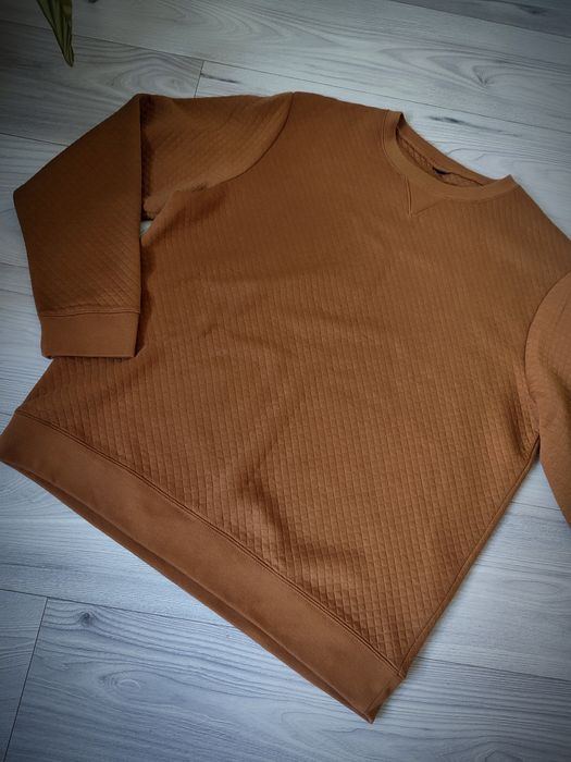 Sweter męski H&M, brązowy, fakturowany splot, rozm. M/L